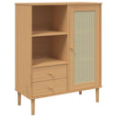 skænk SENJA 90x40x112 cm rattan-look massivt fyrretræ brun
