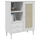 skænk SENJA 90x40x112 cm rattan-look massivt fyrretræ hvid
