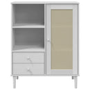 skænk SENJA 90x40x112 cm rattan-look massivt fyrretræ hvid