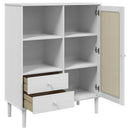 skænk SENJA 90x40x112 cm rattan-look massivt fyrretræ hvid