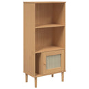 bogreol SENJA rattanlook 60x35x130 cm massivt fyrretræ brun