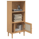 bogreol SENJA rattanlook 60x35x130 cm massivt fyrretræ brun