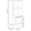 bogreol SENJA rattanlook 60x35x130 cm massivt fyrretræ brun