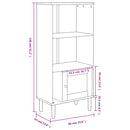 bogreol SENJA rattanlook 60x35x130 cm massivt fyrretræ sort