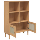 bogreol SENJA rattanlook 90x35x130 massivt fyrretræ brun