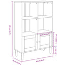 bogreol SENJA rattanlook 90x35x130 cm massivt fyrretræ sort
