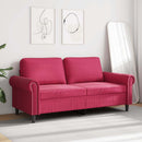 2-personers sofa 140 cm fløjl vinrød
