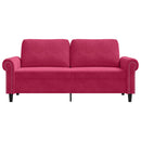 2-personers sofa 140 cm fløjl vinrød