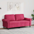 2-personers sofa 140 cm fløjl vinrød