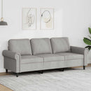 3-personers sofa 180 cm velour lysegrå
