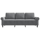 3-personers sofa 180 cm fløjl mørkegrå
