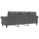 3-personers sofa 180 cm fløjl mørkegrå