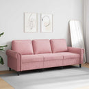 3-personers sofa 180 cm fløjl lyserød
