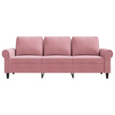 3-personers sofa 180 cm fløjl lyserød