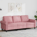 3-personers sofa 180 cm fløjl lyserød