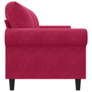 3-personers sofa 180 cm fløjl vinrød