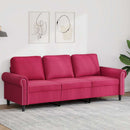 3-personers sofa 180 cm fløjl vinrød