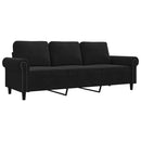 3-personers sofa 180 cm velour sort
