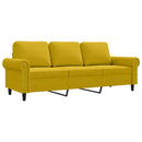 3-personers sofa 180 cm velour gul