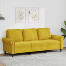 3-personers sofa 180 cm velour gul