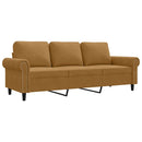 3-personers sofa 180 cm fløjl brun