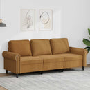 3-personers sofa 180 cm fløjl brun