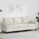 3-personers sofa 180 cm fløjl cremefarvet