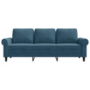3-personers sofa 180 cm velour blå