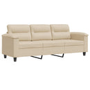3-personers sofa 180 cm mikrofiberstof cremefarvet