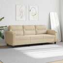 3-personers sofa 180 cm mikrofiberstof cremefarvet