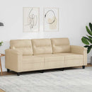 3-personers sofa 180 cm mikrofiberstof cremefarvet