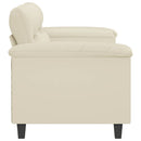 2-personers sofa 140 cm kunstlæder cremefarvet