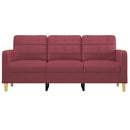3-personers sofa 180 cm stof vinrød