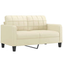 2-personers sofa 140 cm kunstlæder cremefarvet