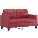 2-personers sofa 140 cm kunstlæder vinrød