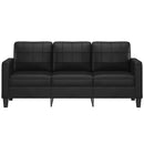 3-personers sofa 180 cm kunstlæder sort