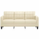 3-personers sofa 180 cm kunstlæder cremefarvet