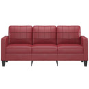 3-personers sofa 180 cm kunstlæder vinrød