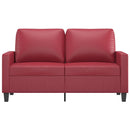 2-personers sofa 120 cm kunstlæder vinrød