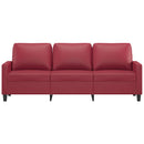3-personers sofa 180 cm kunstlæder vinrød