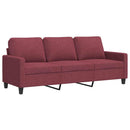 3-personers sofa 180 cm stof vinrød