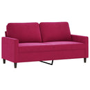 2-personers sofa 140 cm fløjl vinrød