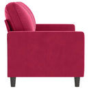 2-personers sofa 140 cm fløjl vinrød