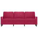 3-personers sofa 180 cm fløjl vinrød