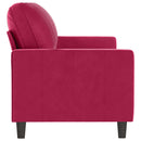3-personers sofa 180 cm fløjl vinrød