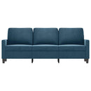 3-personers sofa 180 cm velour blå