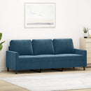 3-personers sofa 180 cm velour blå
