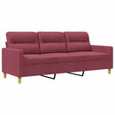 3-personers sofa 180 cm stof vinrød