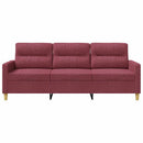 3-personers sofa 180 cm stof vinrød