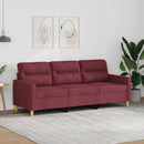 3-personers sofa 180 cm stof vinrød